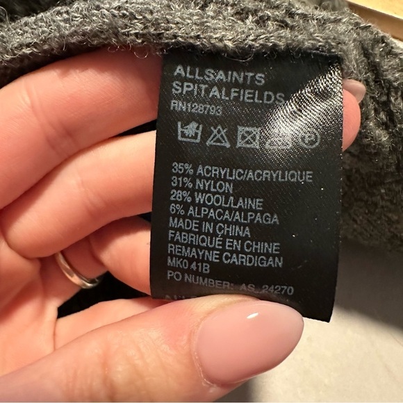 All saints spitalfeilds gray knit cardigan sweater wool & Alpaca - Picture 4 of 9